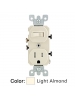 Leviton 5225-T - Duplex Style Single-Pole / 5-15R AC Combination Switch - 15 Amp - 120 Volt - Commercial Grade - Side Wired - Grounding - Light Almond
